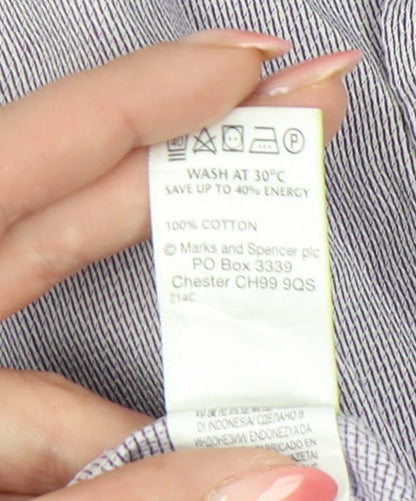 Marks and Spencer Men's Striped Shirt, M, Multicoloured