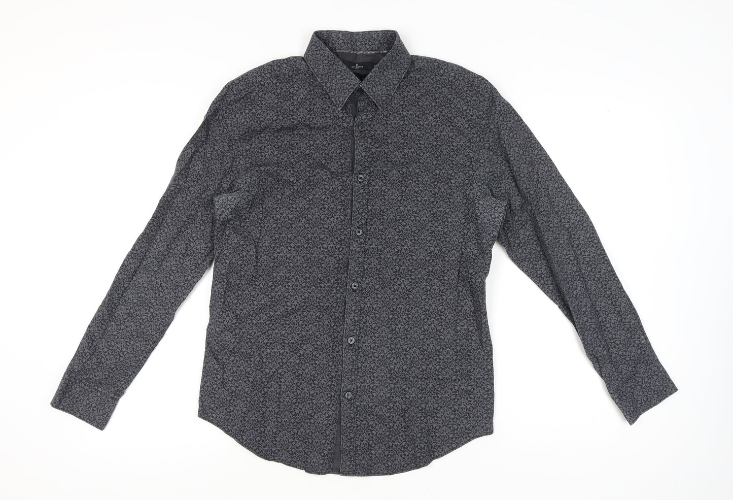 Jeff Banks Men's Black Geometric Long Sleeve Shirt M