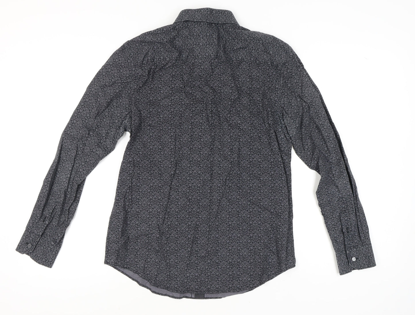 Jeff Banks Men's Black Geometric Long Sleeve Shirt M