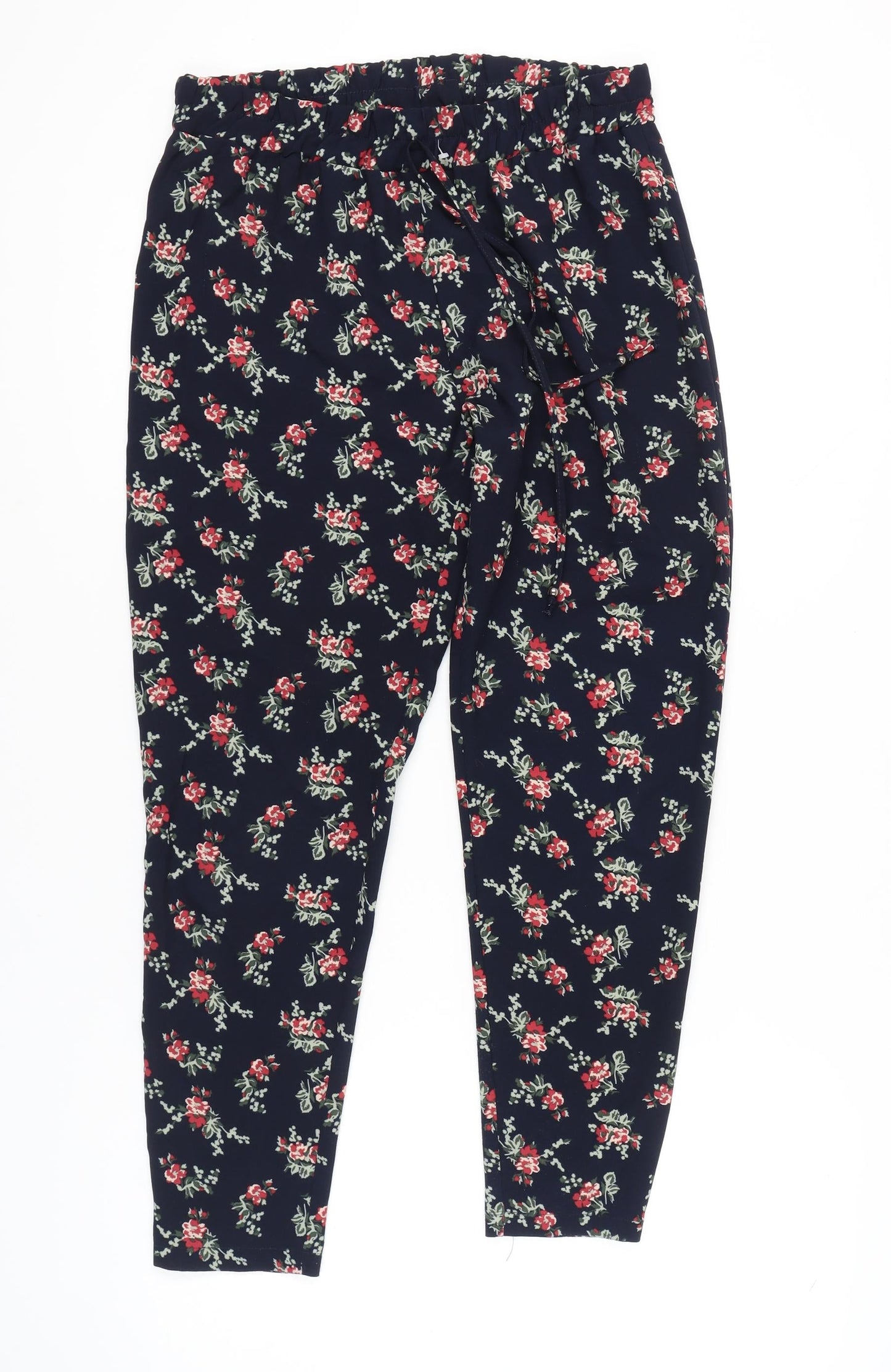 Womens UK Size 12 Peacocks Relaxed Fit Casual Multicoloured Trousers