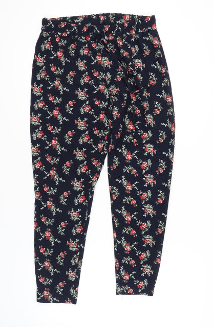 Womens UK Size 12 Peacocks Relaxed Fit Casual Multicoloured Trousers