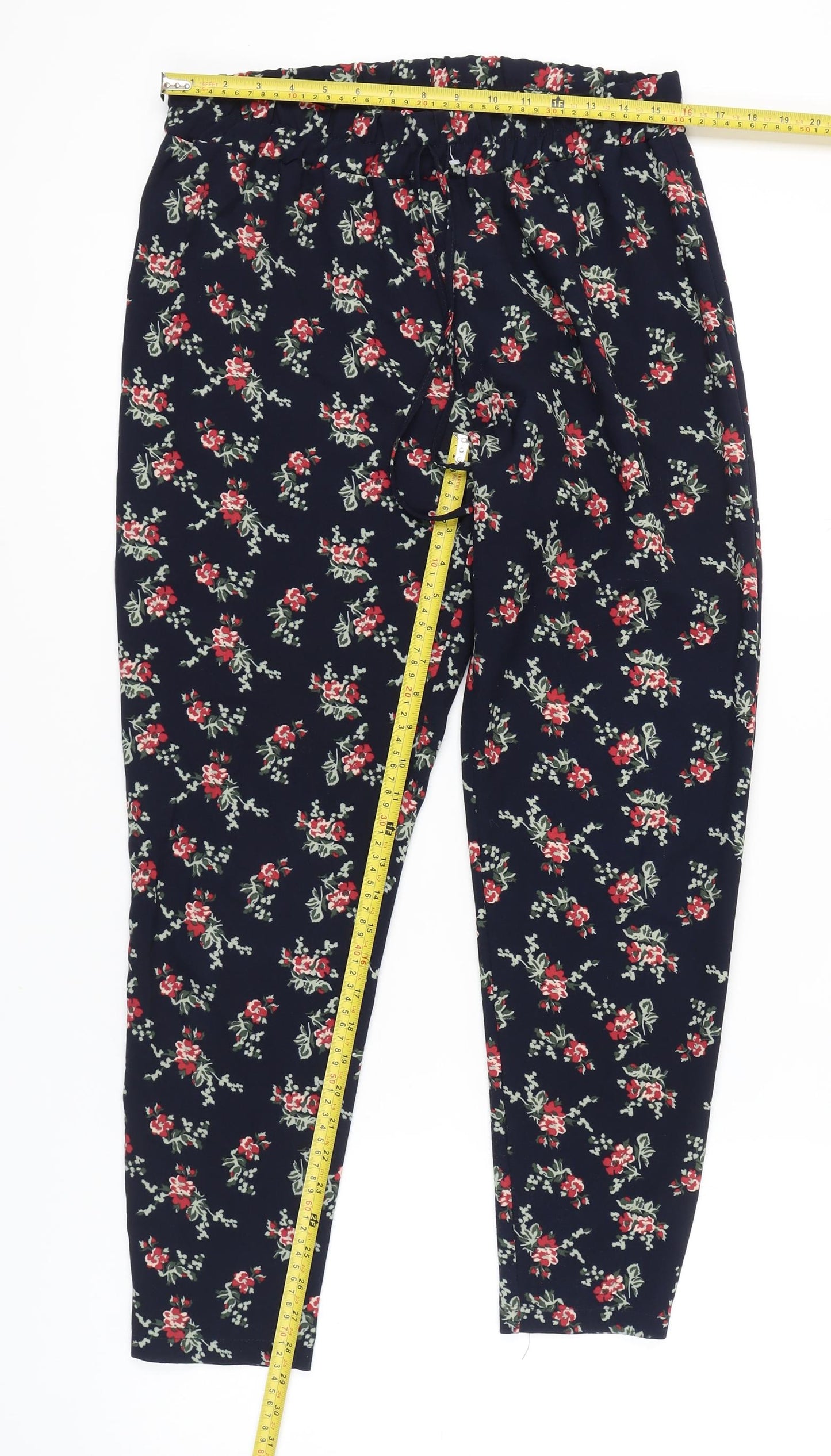 Womens UK Size 12 Peacocks Relaxed Fit Casual Multicoloured Trousers