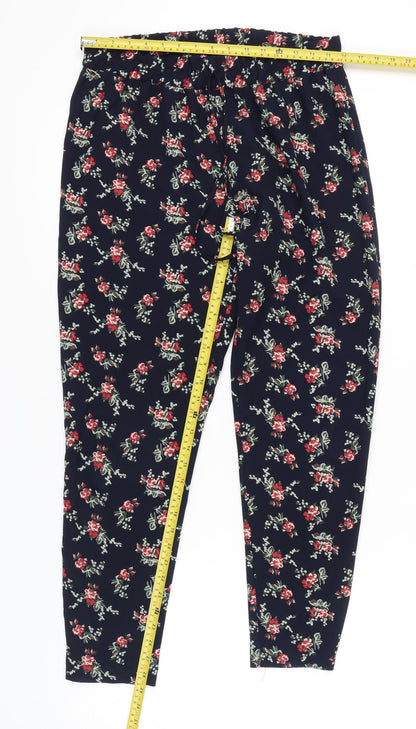 Womens UK Size 12 Peacocks Relaxed Fit Casual Multicoloured Trousers