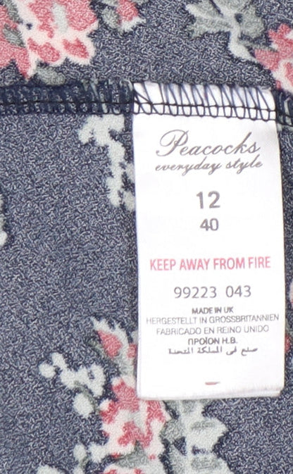 Womens UK Size 12 Peacocks Relaxed Fit Casual Multicoloured Trousers