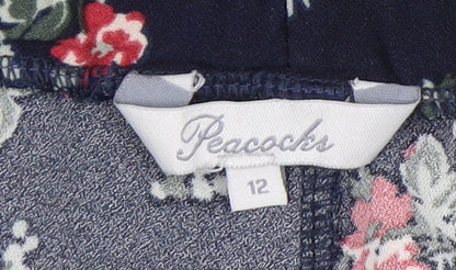 Womens UK Size 12 Peacocks Relaxed Fit Casual Multicoloured Trousers