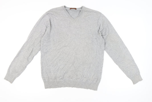Marks and Spencer Men's Grey V-Neck Pullover Jumper M