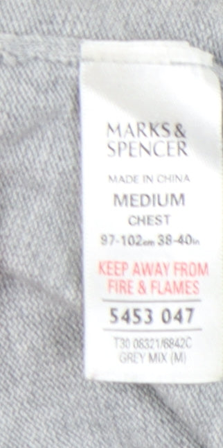Marks and Spencer Men's Grey V-Neck Pullover Jumper M