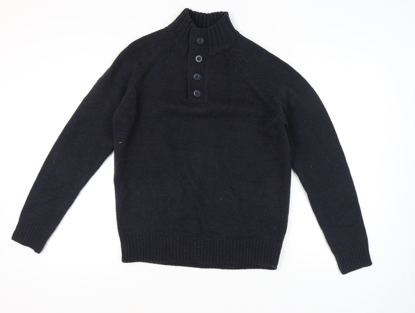 French Connection Men's Black Henley Jumper L