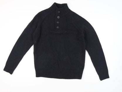 French Connection Men's Black Henley Jumper L