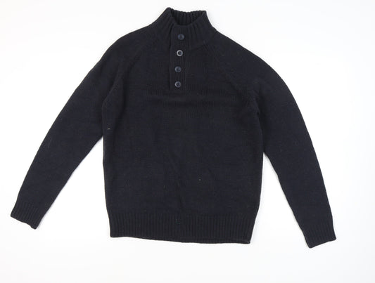 French Connection Men's Black Henley Jumper L