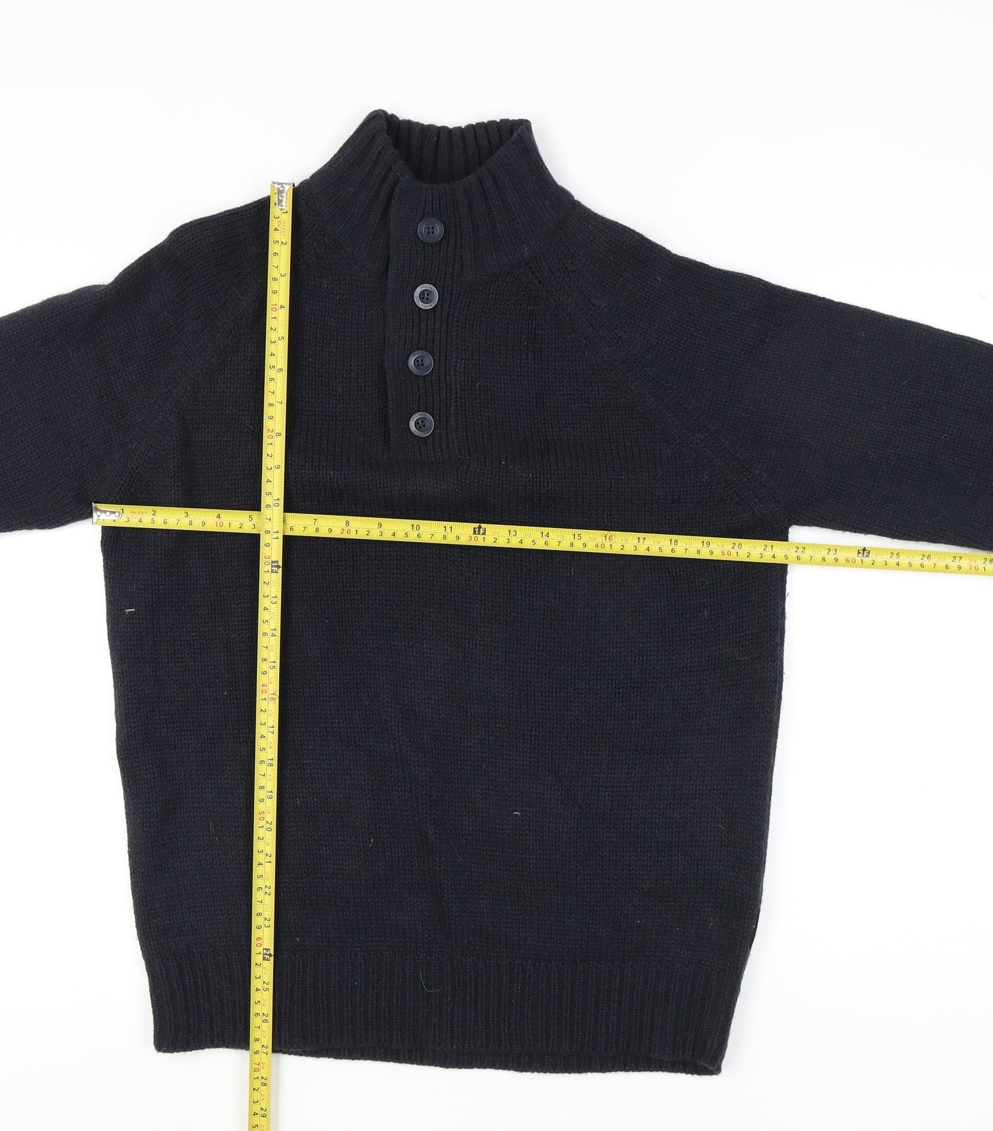 French Connection Men's Black Henley Jumper L