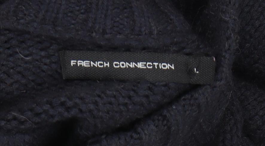 French Connection Men's Black Henley Jumper L