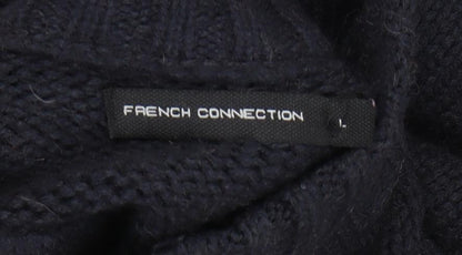 French Connection Men's Black Henley Jumper L