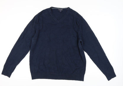 Lands' End Men's V-Neck Blue Pullover Jumper XL