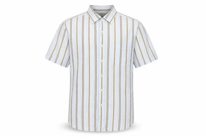 Front view of Linea Men's Multicoloured Striped Cotton Shirt L
