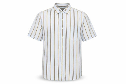 Front view of Linea Men's Multicoloured Striped Cotton Shirt L
