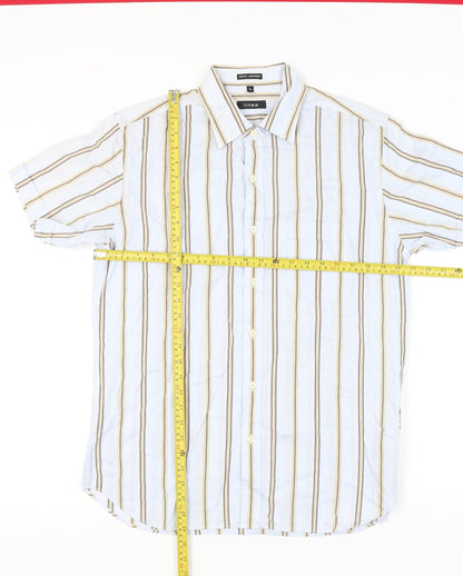 Linea Men's Multicoloured Striped Cotton Shirt L