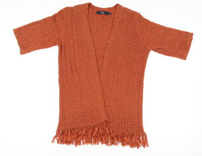 Isle Collection Women's Orange Open Front Cardigan, Size S