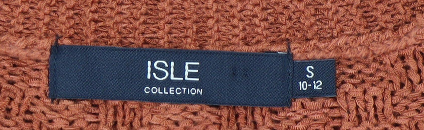 Isle Collection Women's Orange Open Front Cardigan, Size S