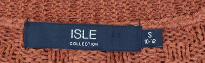 Isle Collection Women's Orange Open Front Cardigan, Size S