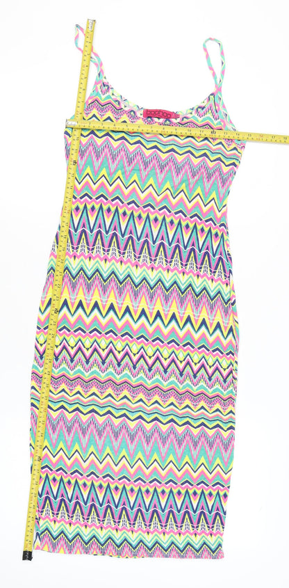 Boohoo Women's Multicoloured Chevron Slip Dress Size 12