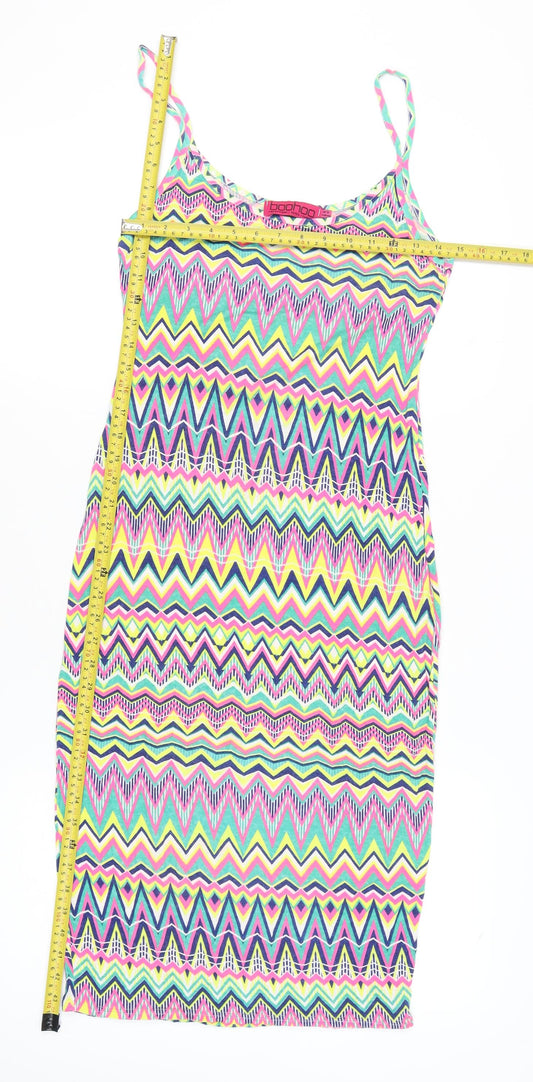 Boohoo Women's Multicoloured Chevron Slip Dress Size 12