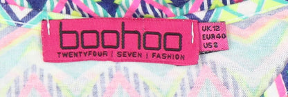 Boohoo Women's Multicoloured Chevron Slip Dress Size 12