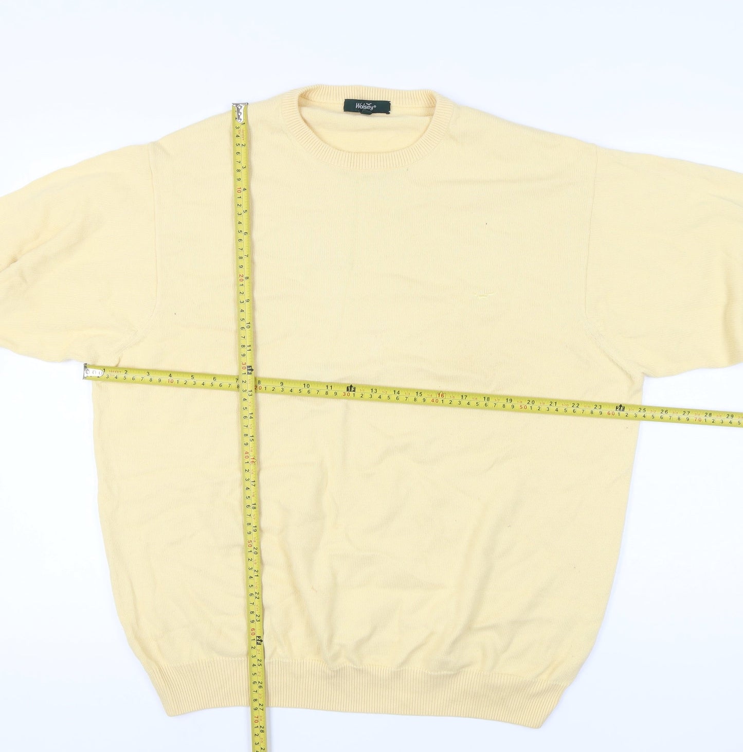 Wolsey Men's XL Yellow Pullover Jumper Cotton Crew Neck