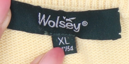 Wolsey Men's XL Yellow Pullover Jumper Cotton Crew Neck