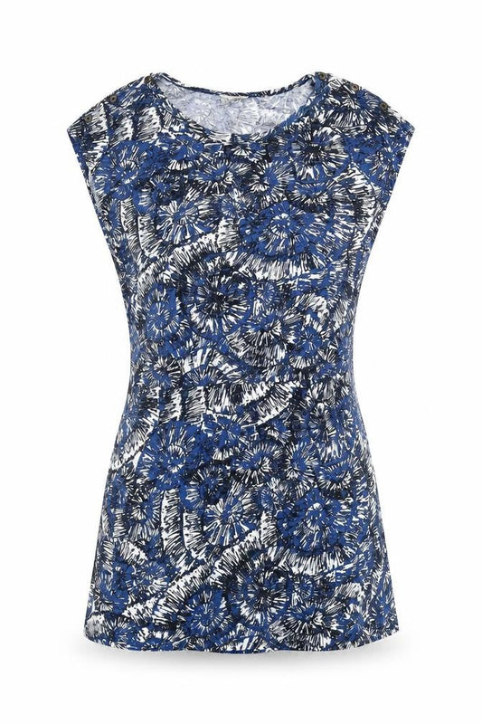 Front view of Linea Women’s Blue Floral Sheath Dress, size UK 12