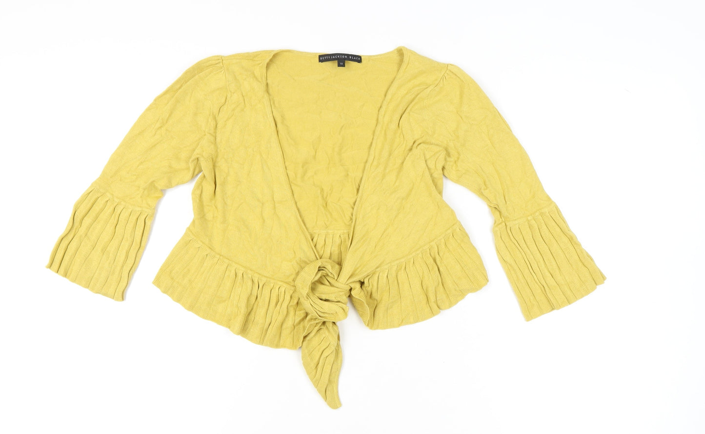 Betty Jackson Yellow Cardigan, Women's Size 10, Ruffled