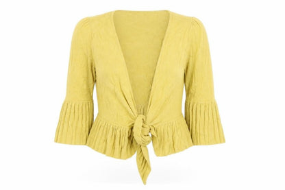 Betty Jackson Yellow Cardigan, Women's Size 10, Ruffled