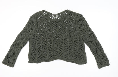 Primark Women's Green Open-Knit Pullover Jumper XL