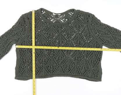 Primark Women's Green Open-Knit Pullover Jumper XL