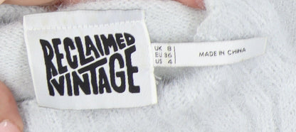 Womens UK Size 8 Reclaimed Vintage White Pullover Jumper
