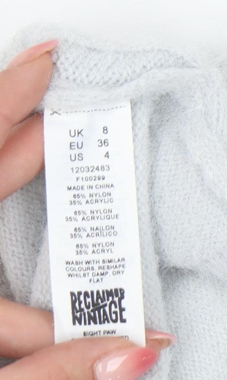 Womens UK Size 8 Reclaimed Vintage White Pullover Jumper
