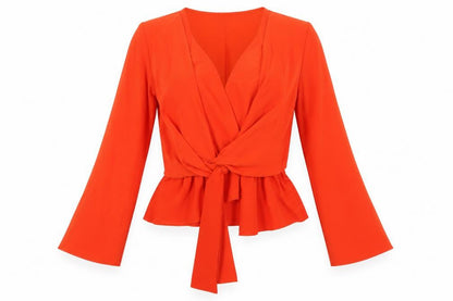 Womens UK Size 6 Topshop Orange Wrap Blouse