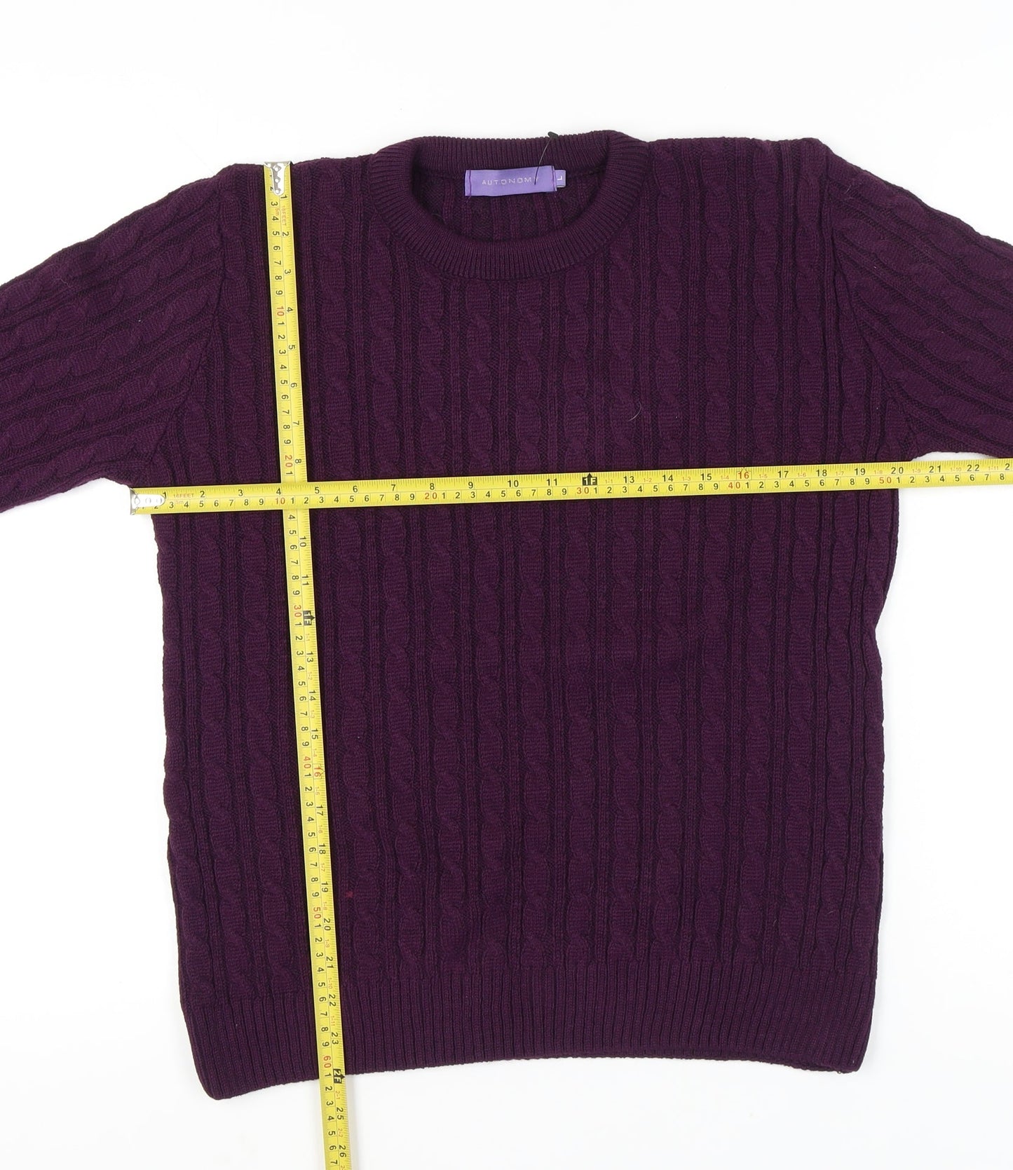 Autonomy Women's Purple Cable-Knit Jumper L