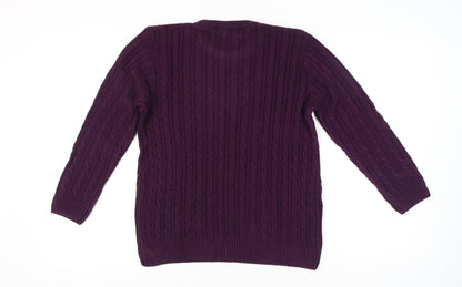 Autonomy Women's Purple Cable-Knit Jumper L