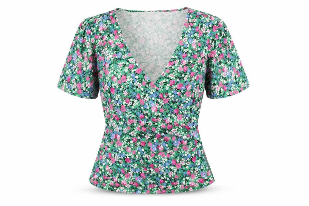 Womens UK Size 10 Mauvette Multicoloured Wrap Blouse