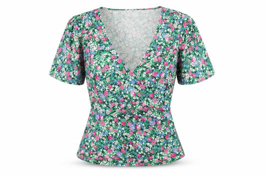 Womens UK Size 10 Mauvette Multicoloured Wrap Blouse