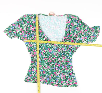 Womens UK Size 10 Mauvette Multicoloured Wrap Blouse