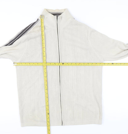 Next Men's Beige Full Zip Knit Jumper - Medium