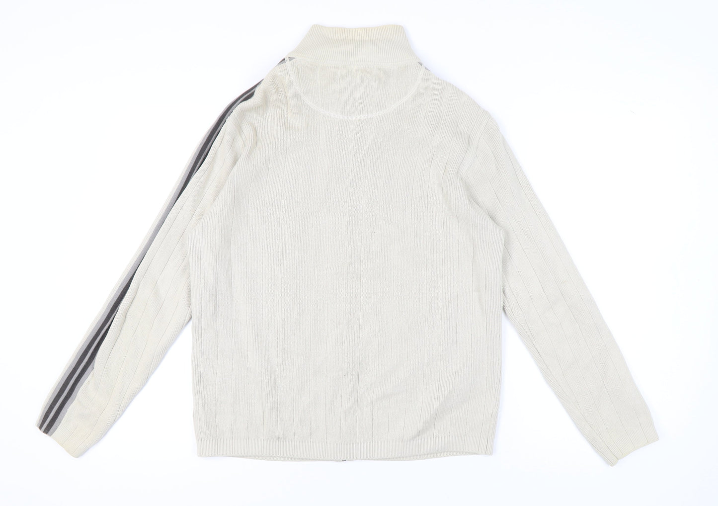 Next Men's Beige Full Zip Knit Jumper - Medium