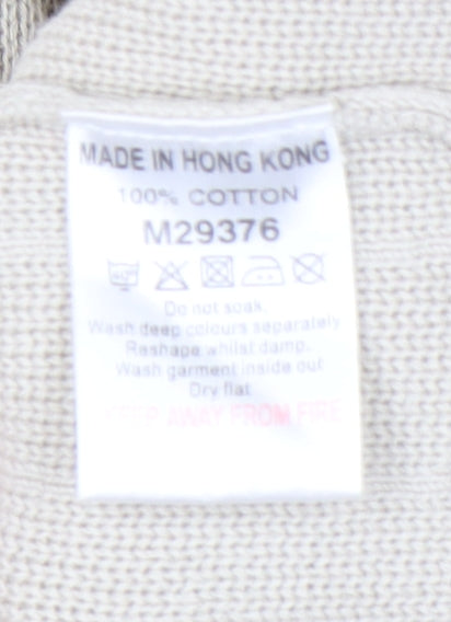 Next Men's Beige Full Zip Knit Jumper - Medium