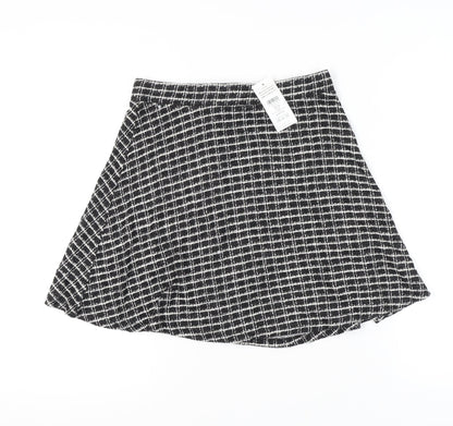 Lipsy Women's Black Skater Check Skirt Size 14