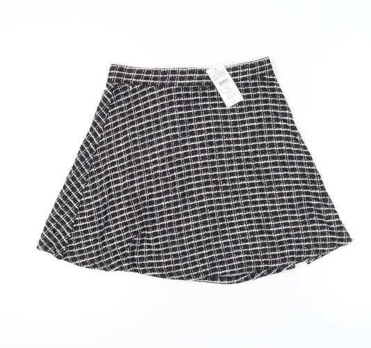 Lipsy Women's Black Skater Check Skirt Size 14