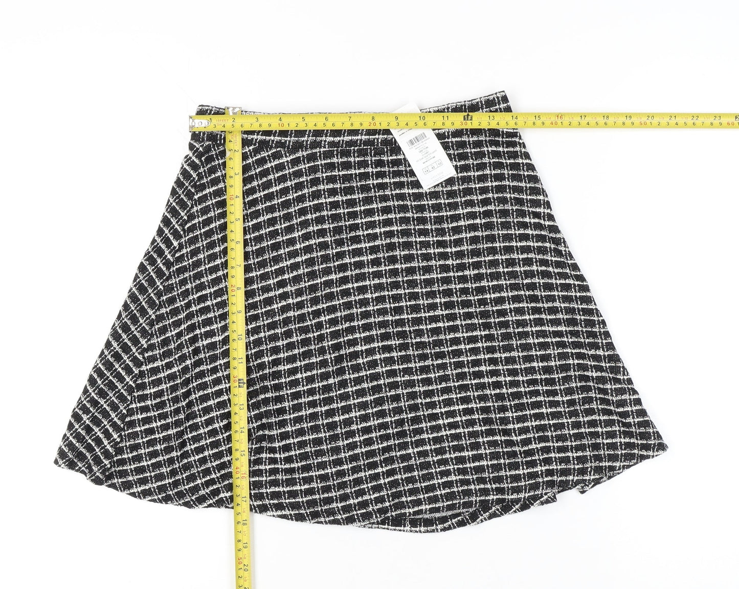 Lipsy Women's Black Skater Check Skirt Size 14