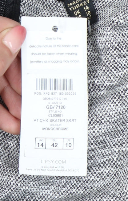 Lipsy Women's Black Skater Check Skirt Size 14