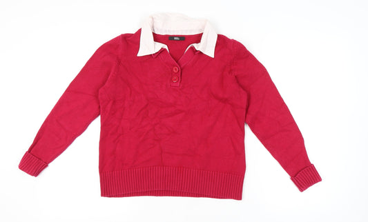 Womens UK Size 16 Marks and Spencer Red Henley Jumper